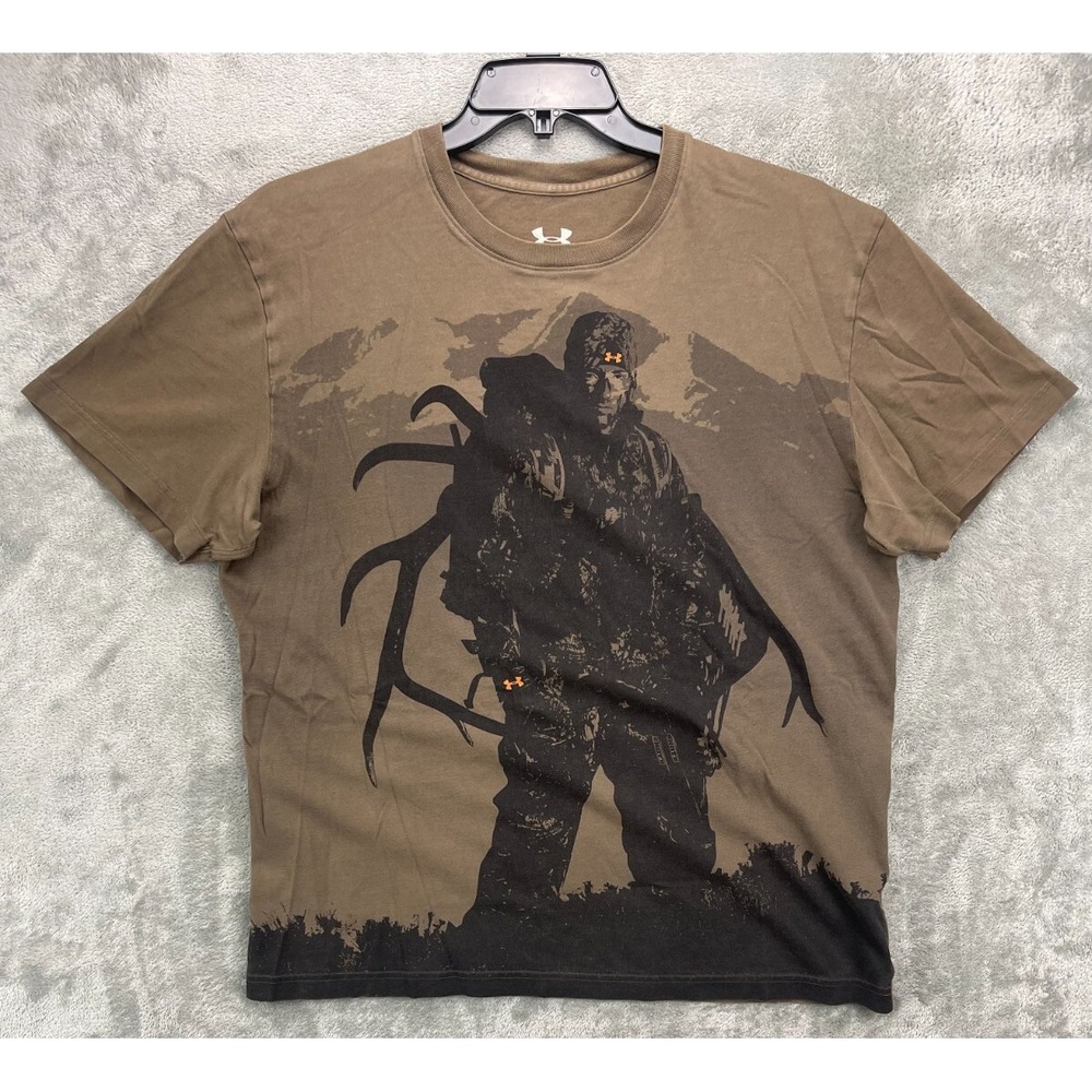 Under Armour Men's Charged Cotton‎ T-Shirt XL Brown Heatgear Cotton Blend